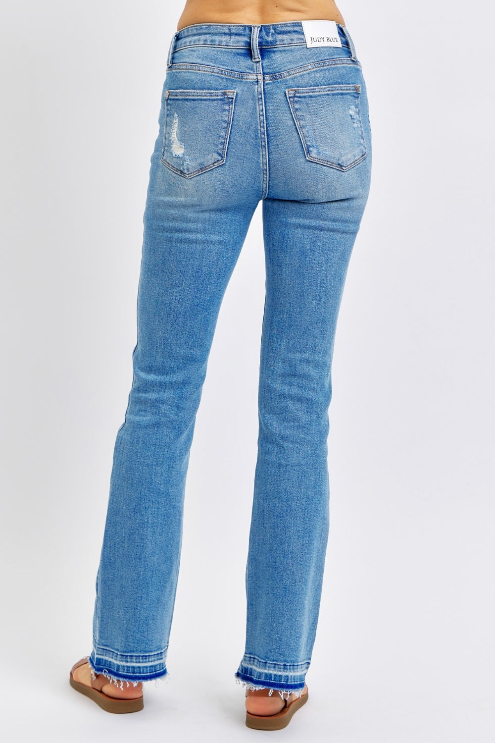 Judy Blue Mid Rise Destroyed Hem Distressed Jeans