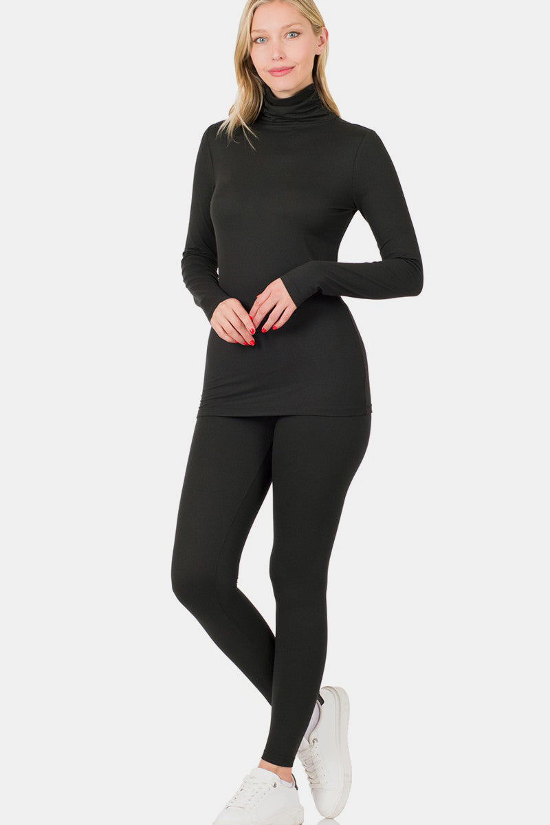 Zenana Turtleneck Top and Leggings Lounge Set