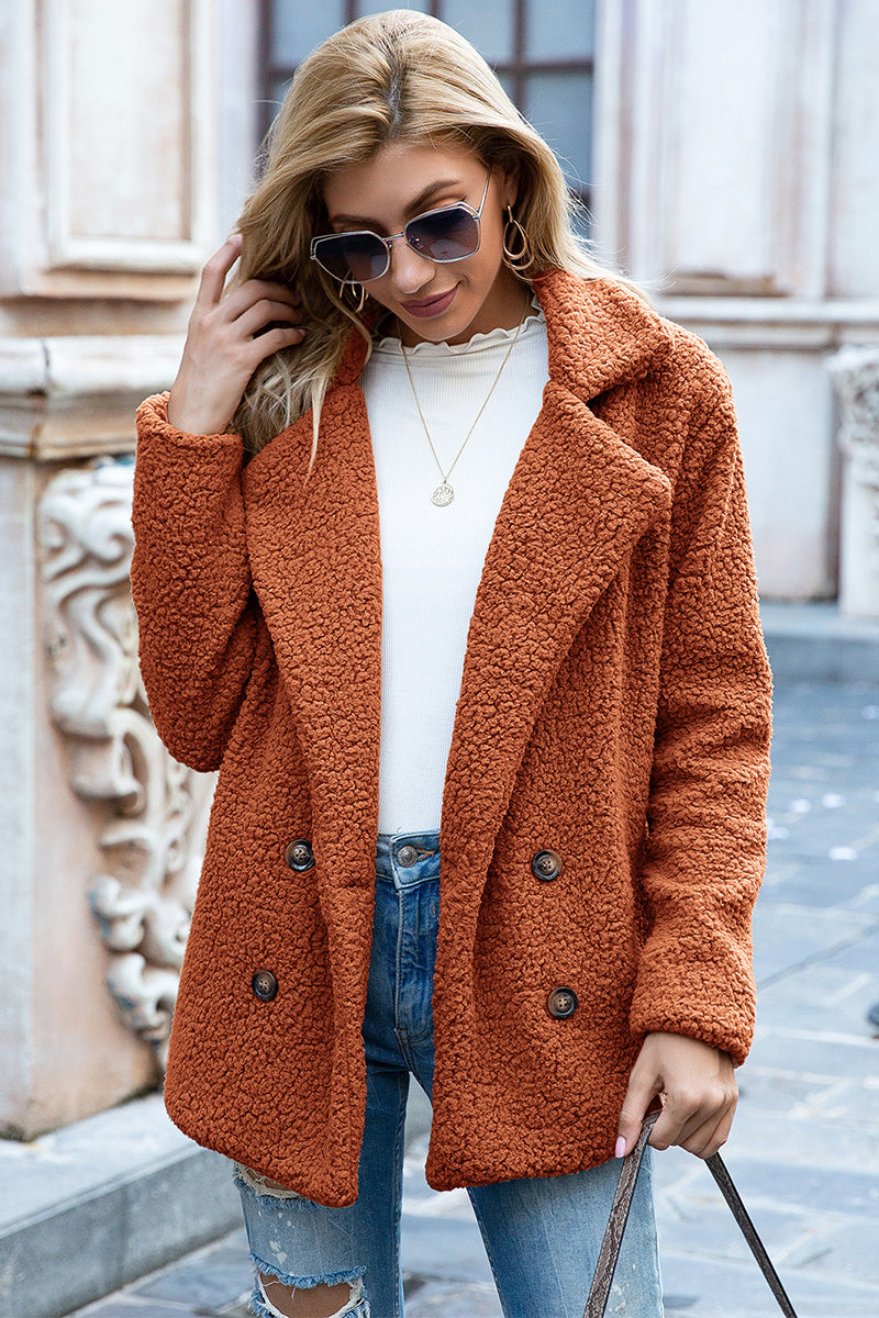 Ivy Lane Lapel Collar Sherpa Coat