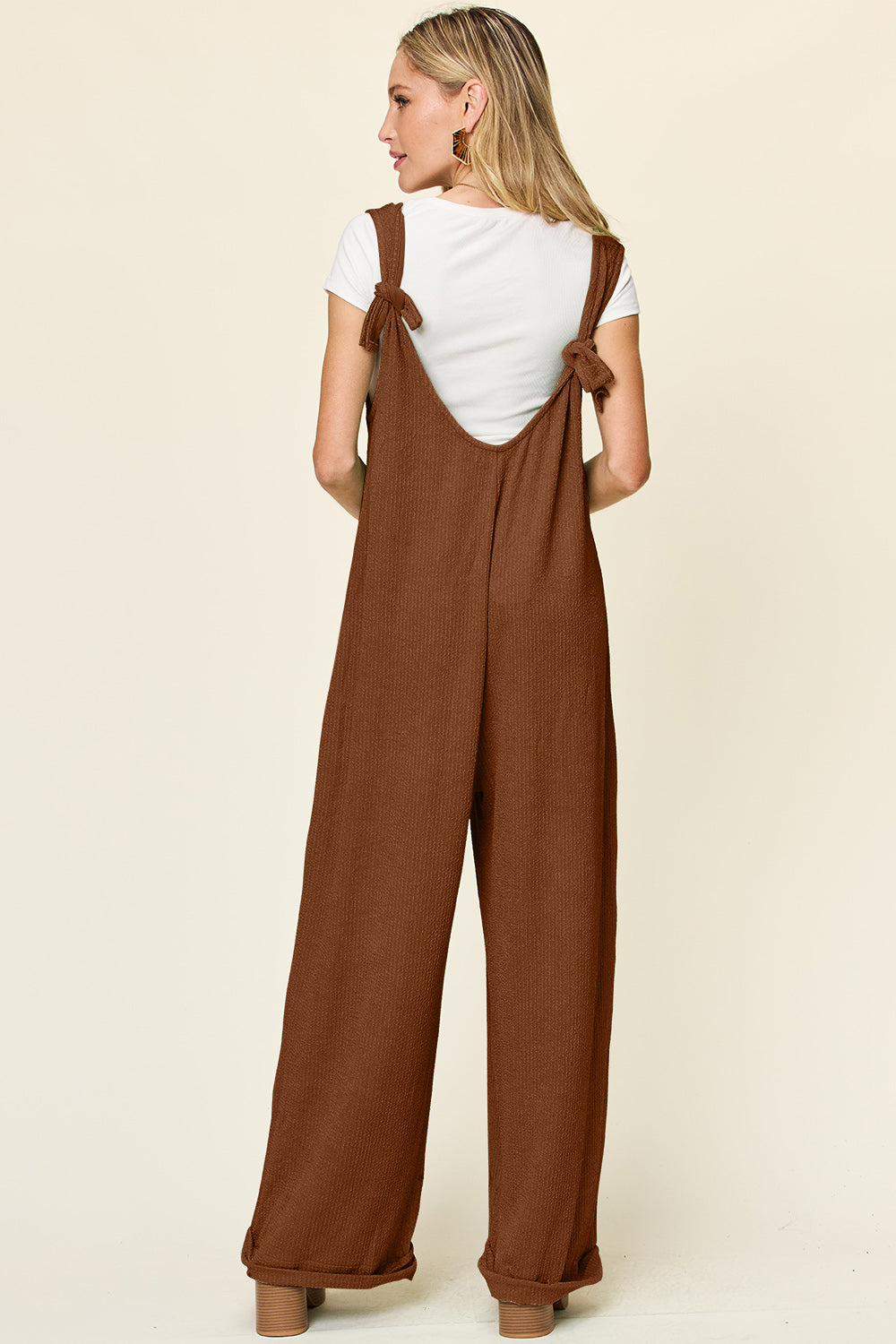 Double Take Texture Sleeveless Wide Leg Jumpsuit