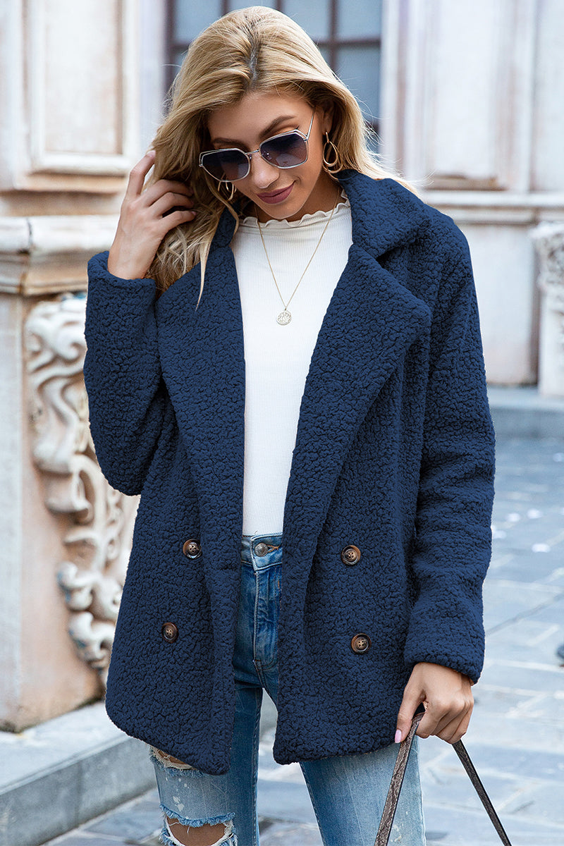 Ivy Lane Lapel Collar Sherpa Coat