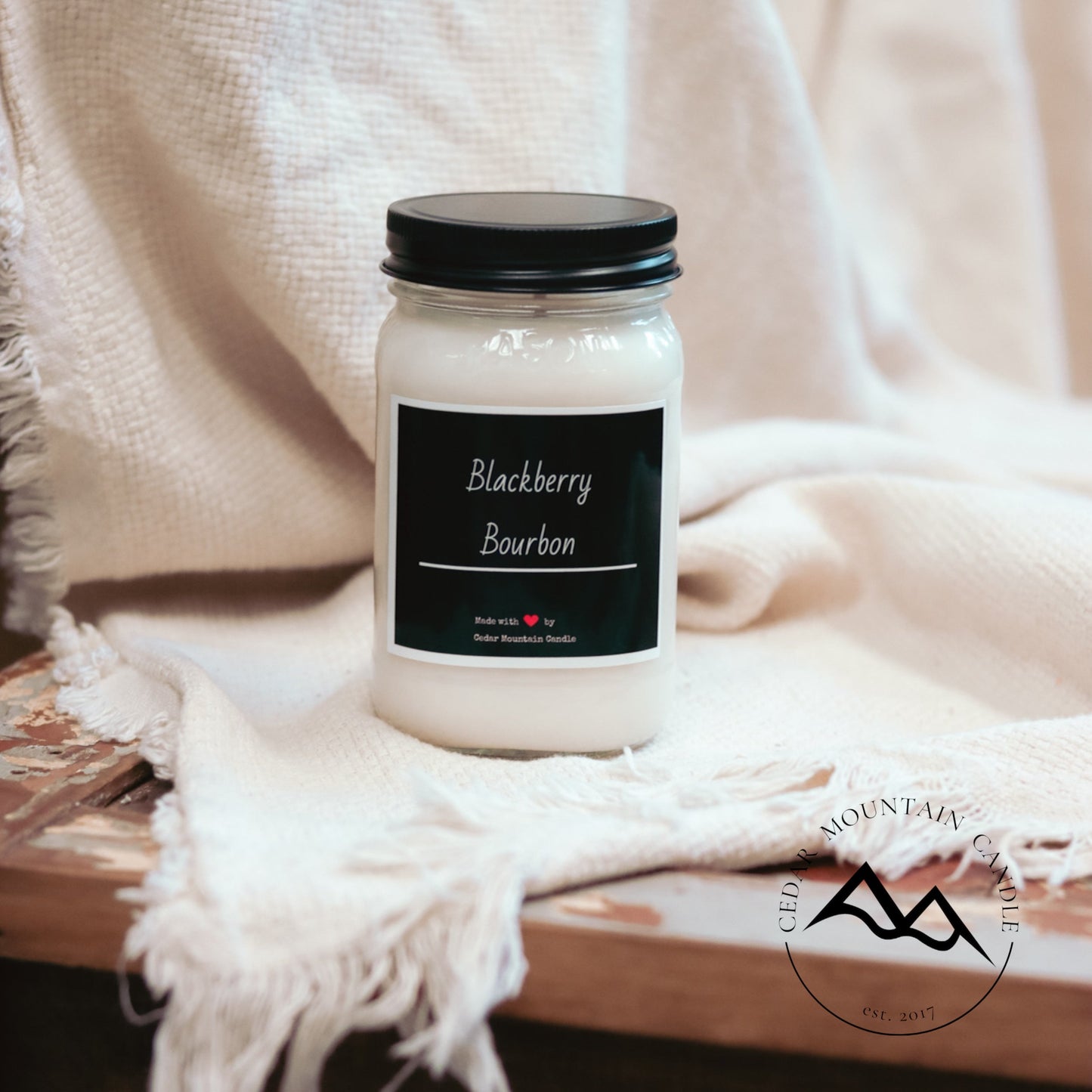 Black & White Label Mason Jar Soy Candle