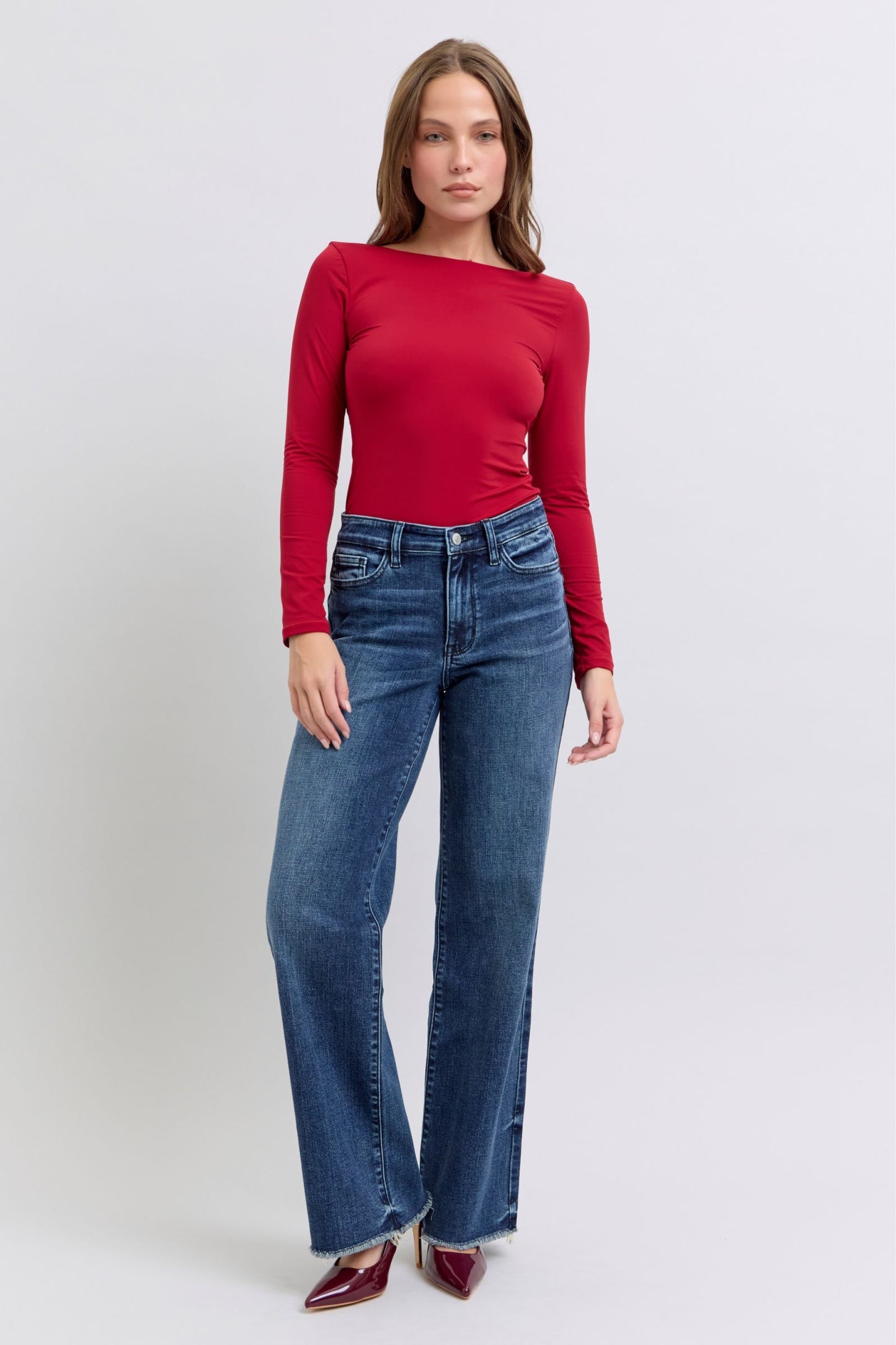 Judy Blue Raw Hem Mid Rise Jeans