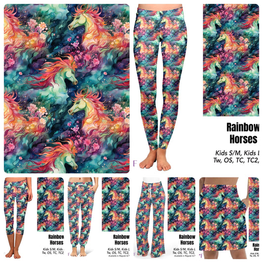 Rainbow Horses leggings and capris with pockets