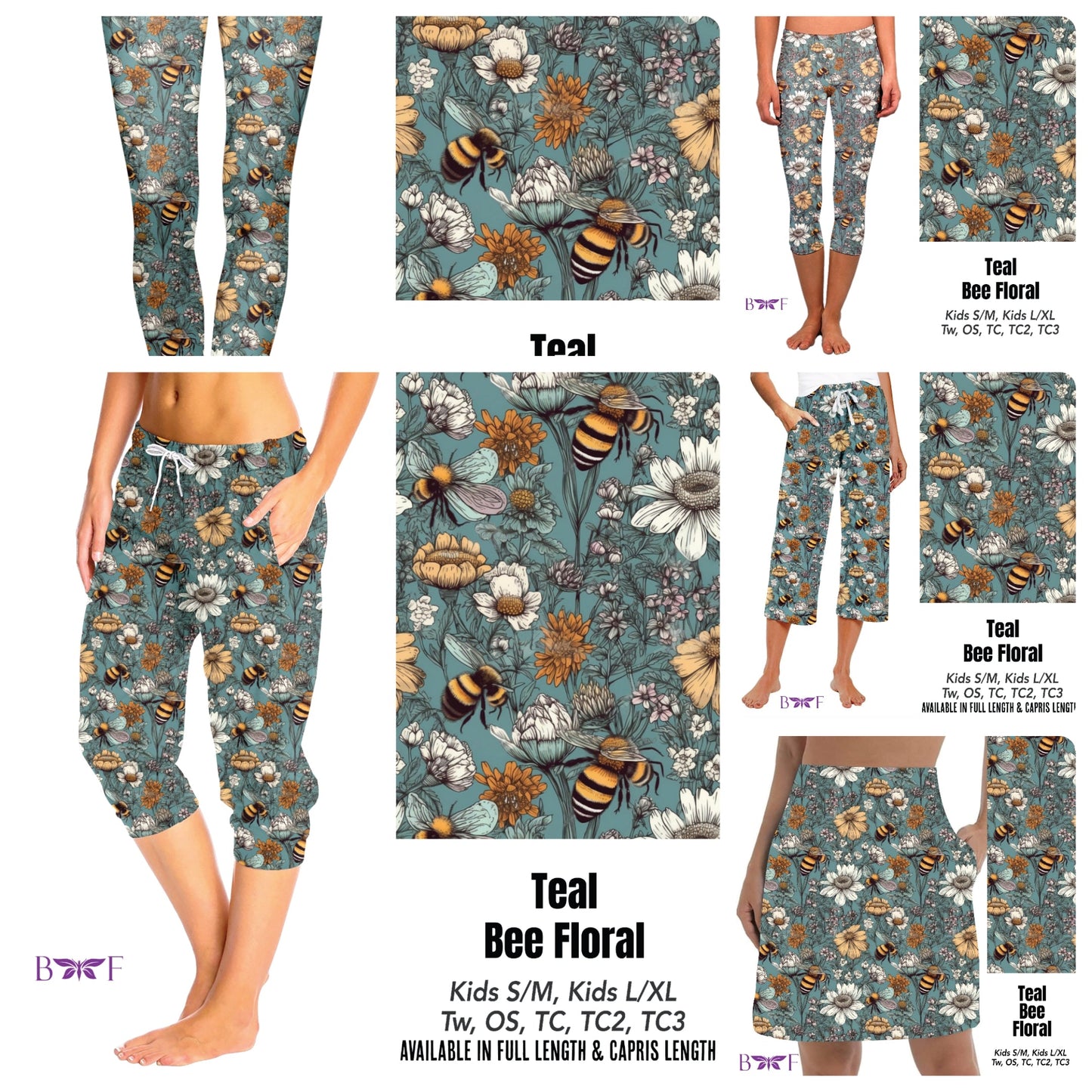 Teal Bee Floral