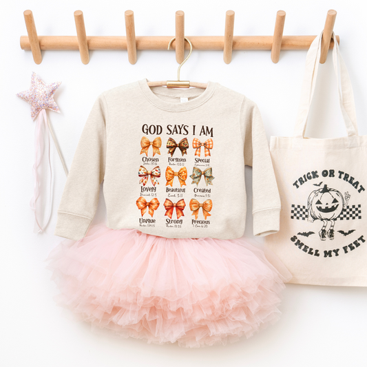 Coquette God Says I AM Youth & Toddler Sweatshirt