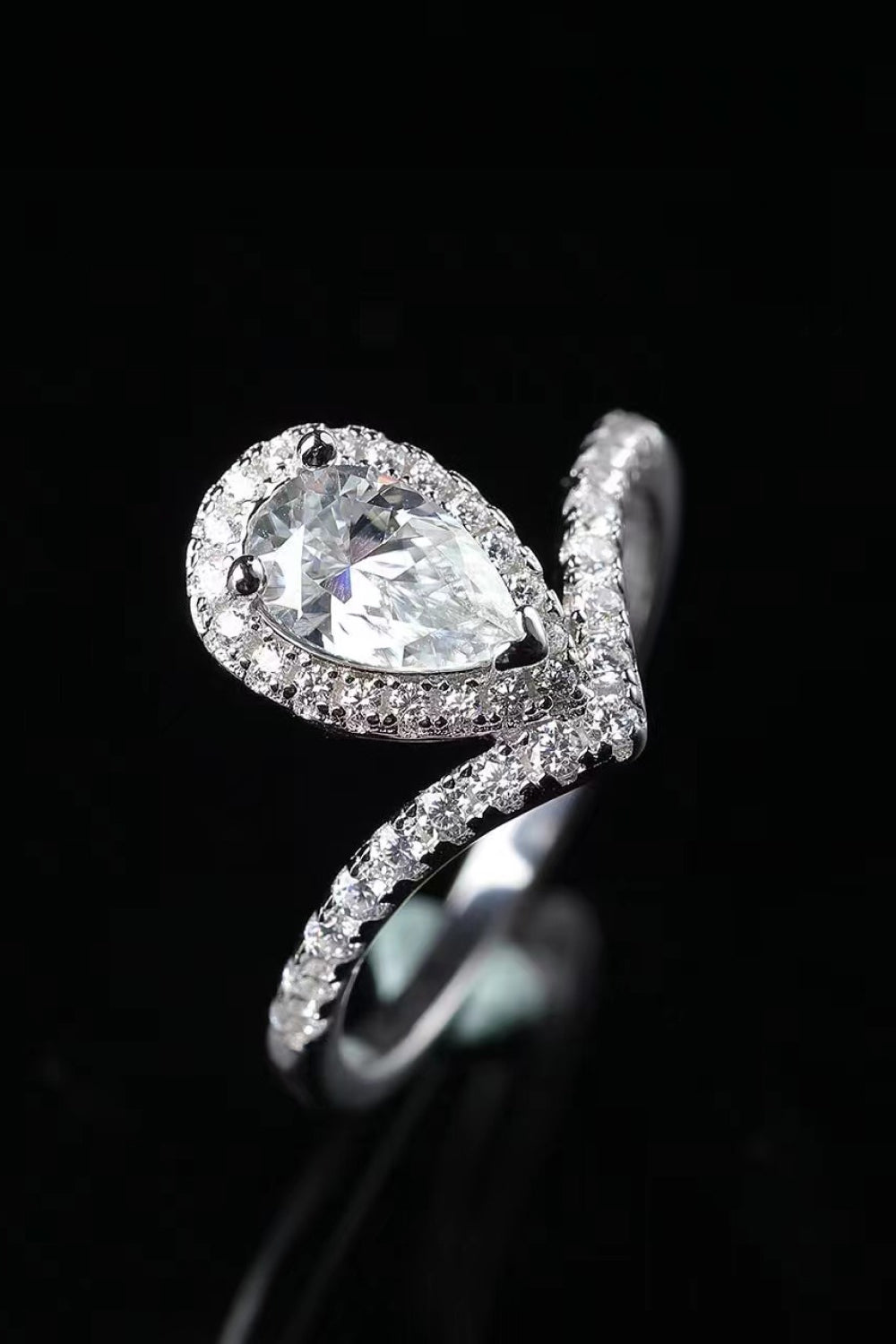 2 Carat Moissanite Teardrop Ring