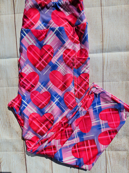 Plaid Hearts leggings and capris with pockets