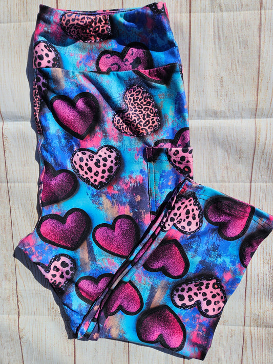 Leopard Hearts leggings and capris with pockets