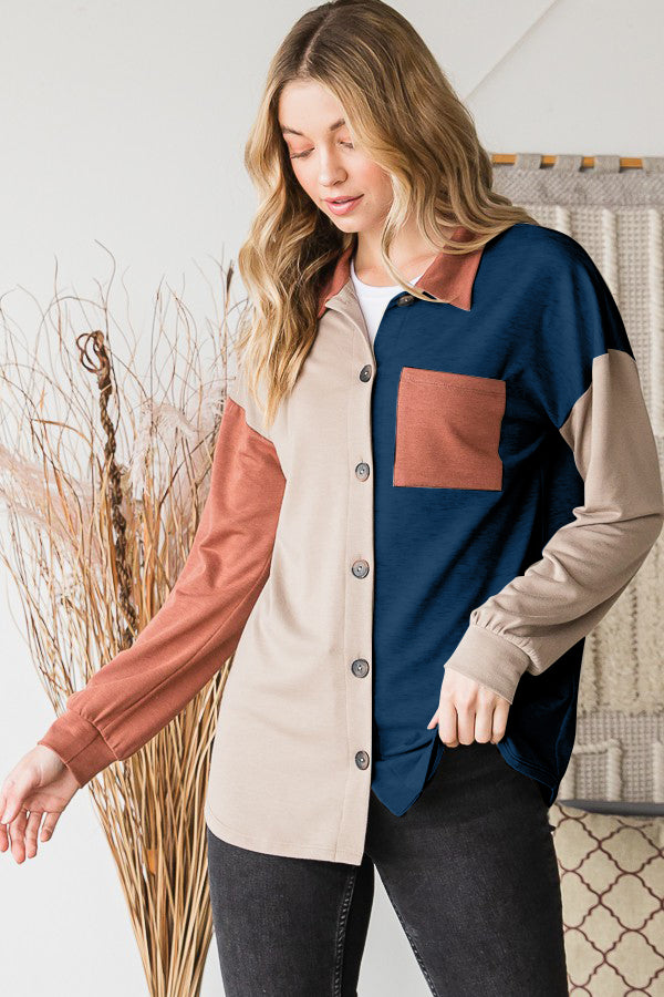 Heimish Color Block Button Down Shirt