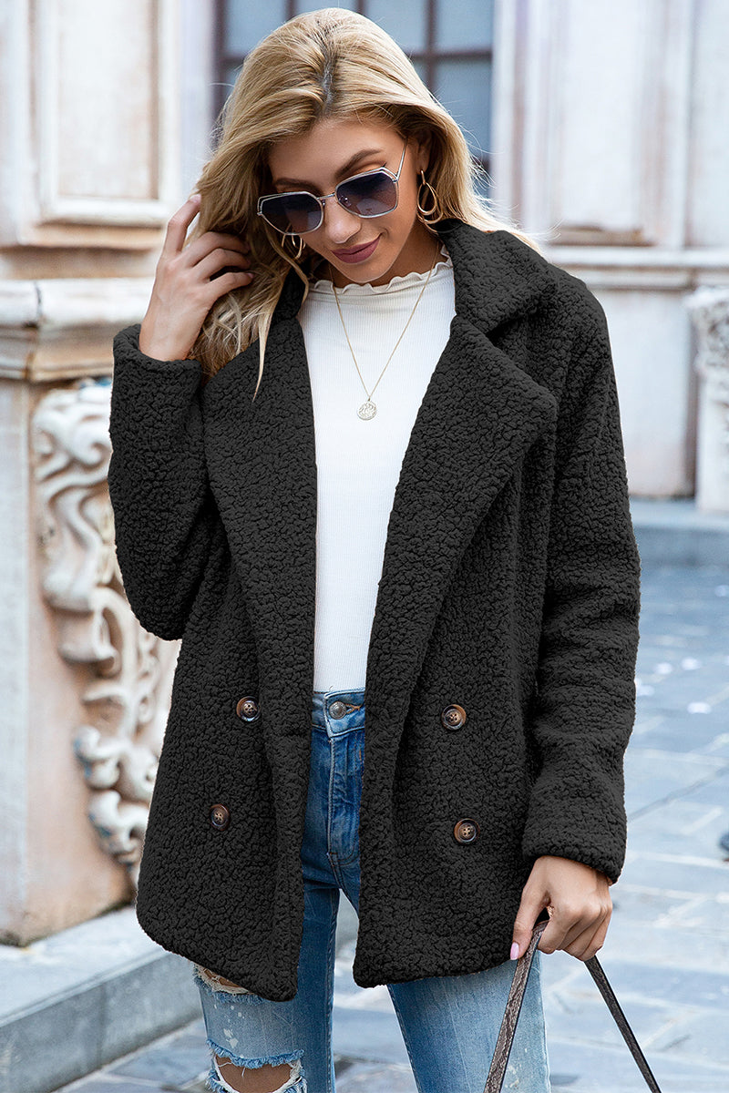 Ivy Lane Lapel Collar Sherpa Coat