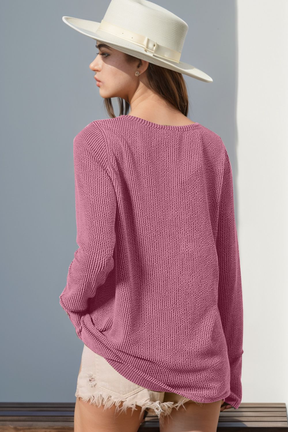 Double Take Notched Thumbhole Long Sleeve T-Shirt