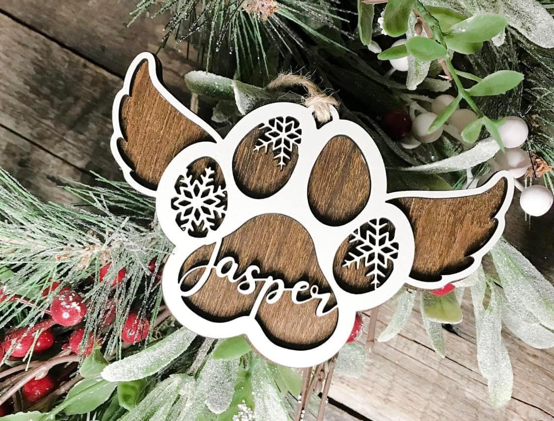 Custom PERSONALIZED MEMORIAL PAW Ornament (PREORDER- Arrives in 4-5 wks)