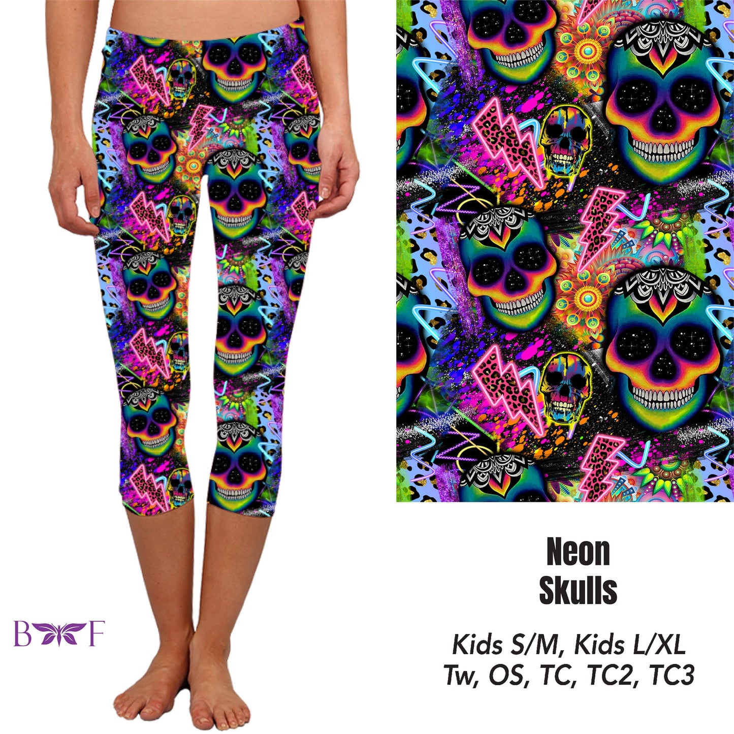 Neon Skulls Leggings & Capris