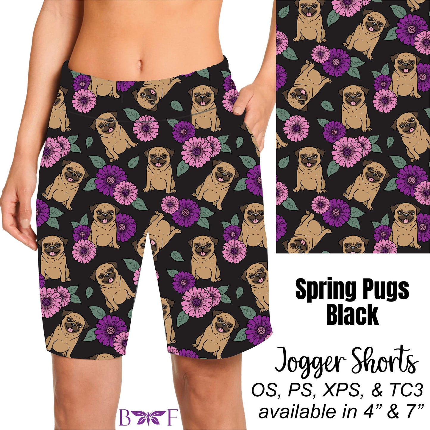 Spring Pugs Black Leggings and Capris