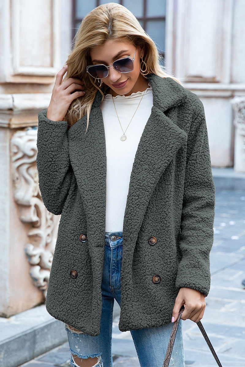 Ivy Lane Lapel Collar Sherpa Coat