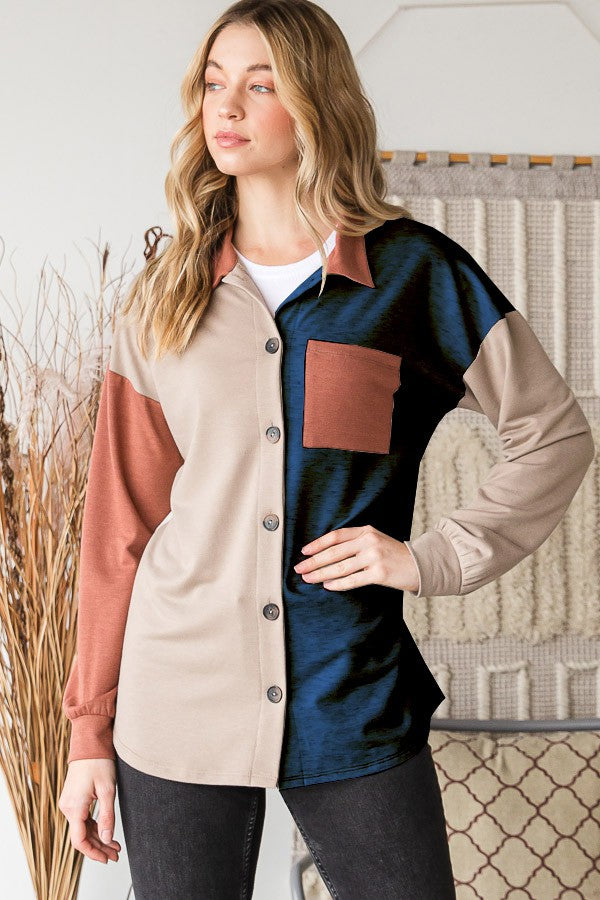 Heimish Color Block Button Down Shirt