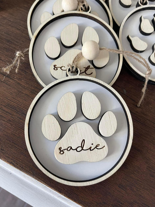 Custom PERSONALIZED PAW PRINT Ornament (PREORDER- Arrives in 4-5 wks)