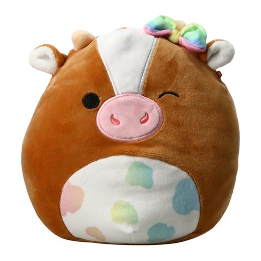 Squishmallows Griella The Cow Winking with Pastel Spotted Belly & Bow 7.5" Stuffed Plush