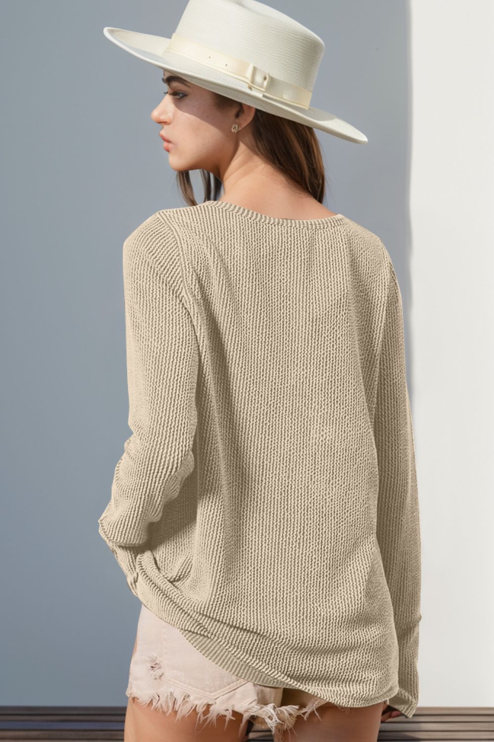 Double Take Notched Thumbhole Long Sleeve T-Shirt