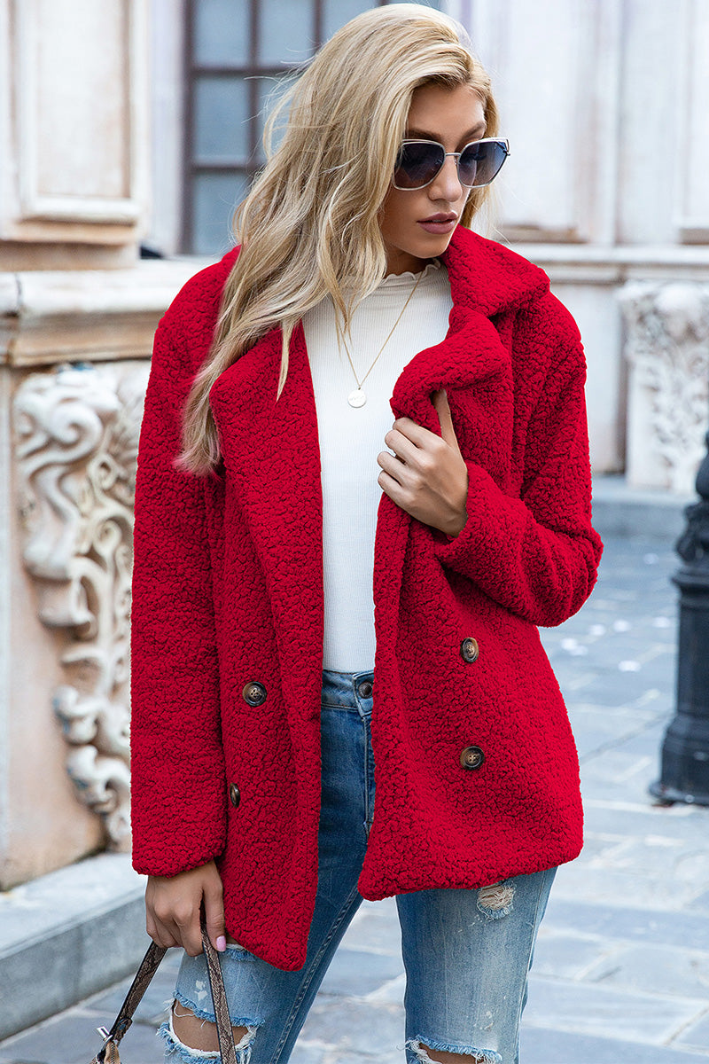 Ivy Lane Lapel Collar Sherpa Coat