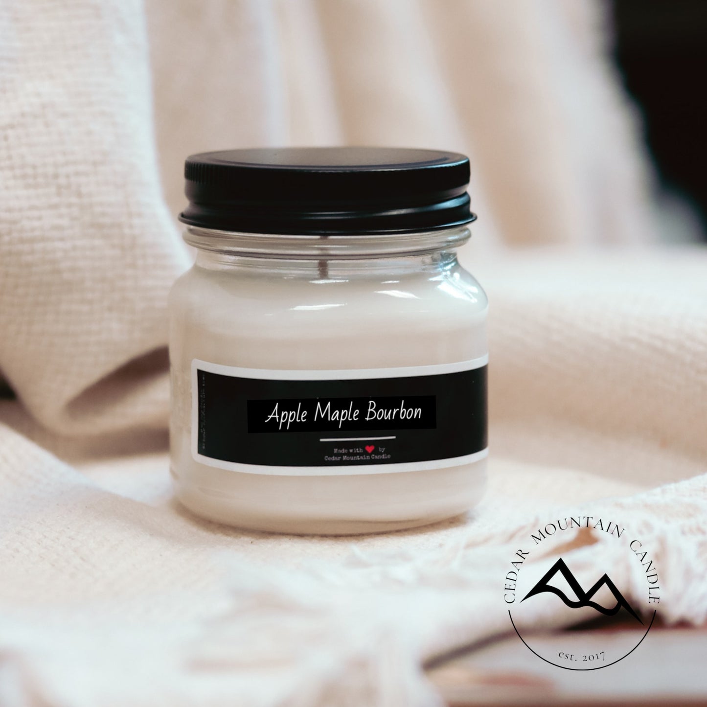 Black & White Label Mason Jar Soy Candle