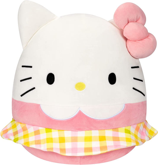 Squishmallows Sanrio 14-Inch Hello Kitty Wearing Gingham Skirt Stuffed Plush