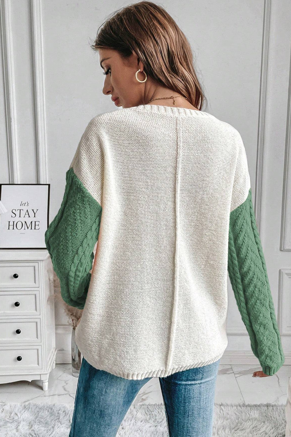 Double Take Color Block Drop Shoulder Sweater