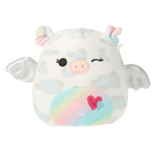 Squishmallows Charaka the Pig with Wings & Hearts on Belly, Winking Eye 4.5" 2023 Valentine's Stuffed Plush