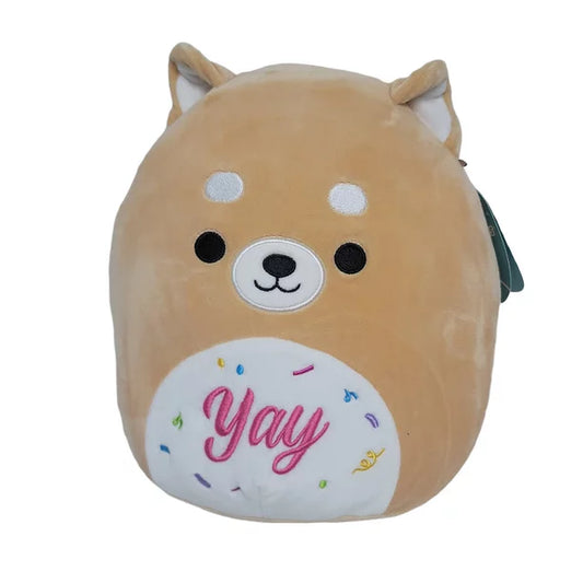 Squishmallows Angie the Shiba Inu with Yay on Her Belly 10" Birthday Celebration Edition Stuffed Plush