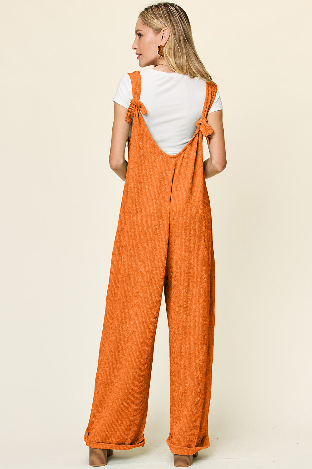 Double Take Texture Sleeveless Wide Leg Jumpsuit