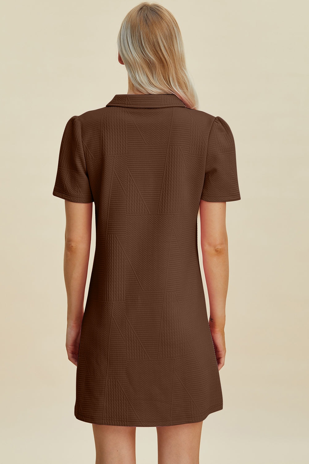 Double Take Texture Short Sleeve Dress