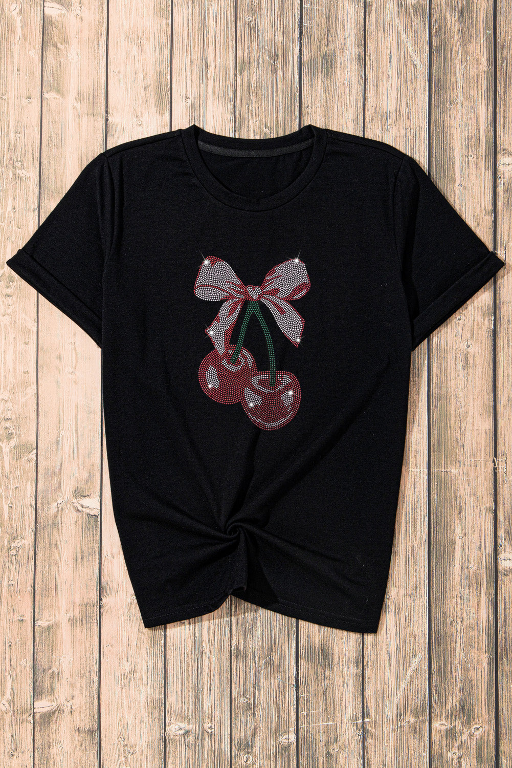 Cherry Graphic Round Neck Short Sleeve T-Shirt