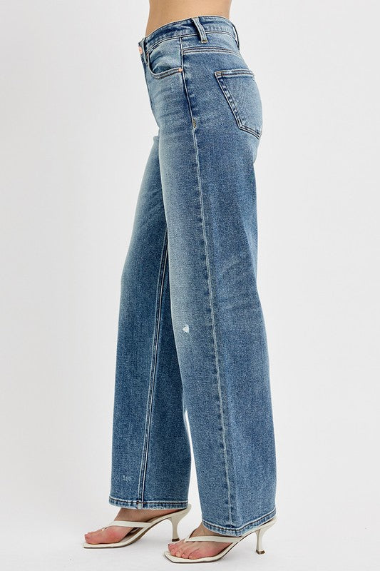 RISEN Distressed Wide Leg Jeans Plus Size