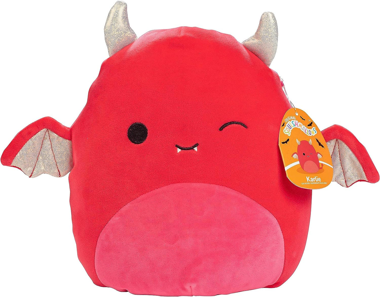 Squishmallows Karlie the Devil Bat Winking Eye with Gold Shimmering Horns & Wings 12" 2023 Halloween Collection Stuffed Plush