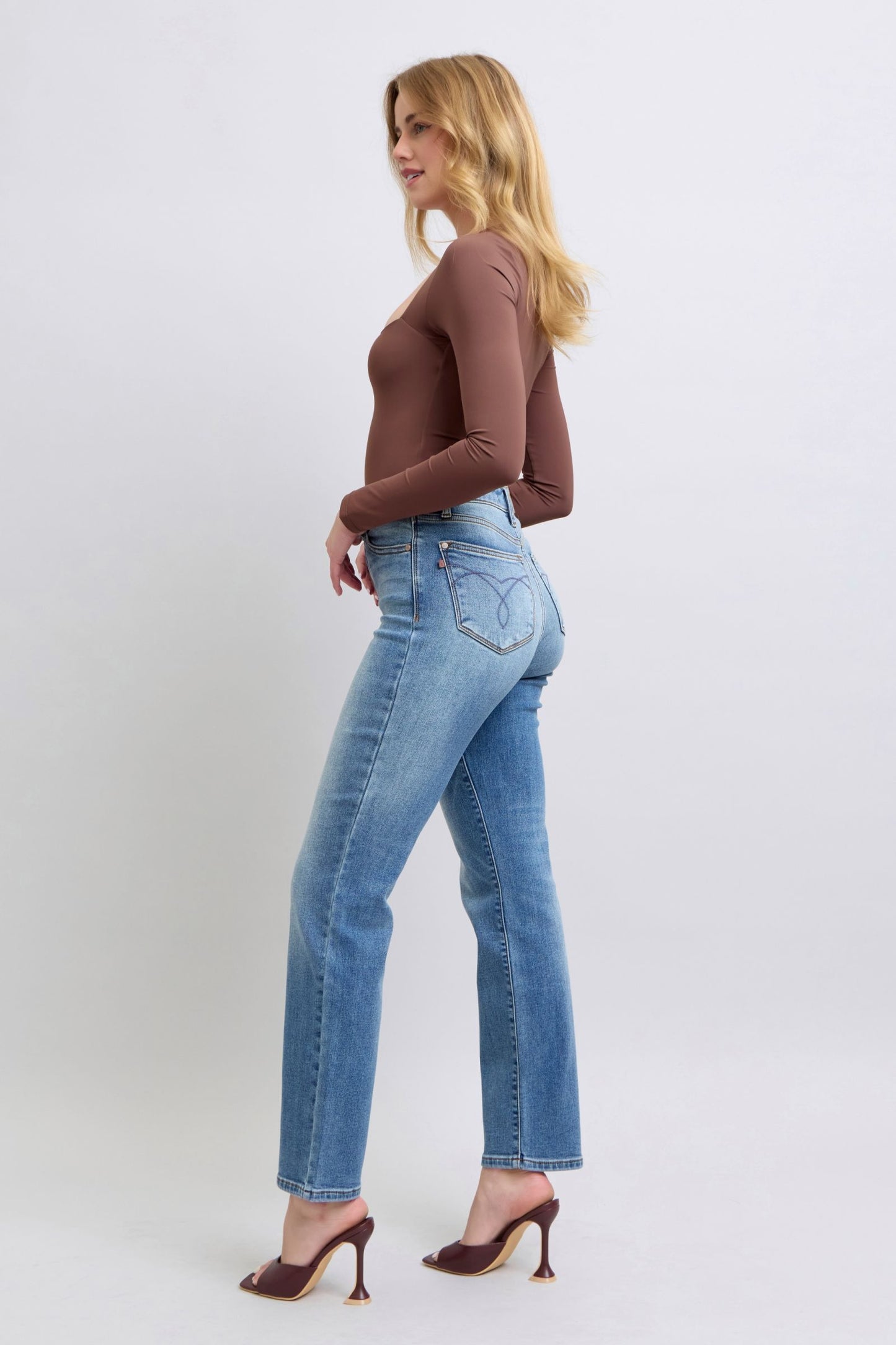 Judy Blue Wash Thermal Straight Jeans with Pockets