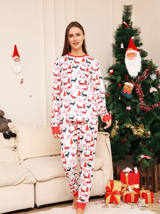 Reindeer Print Top and Pants Set