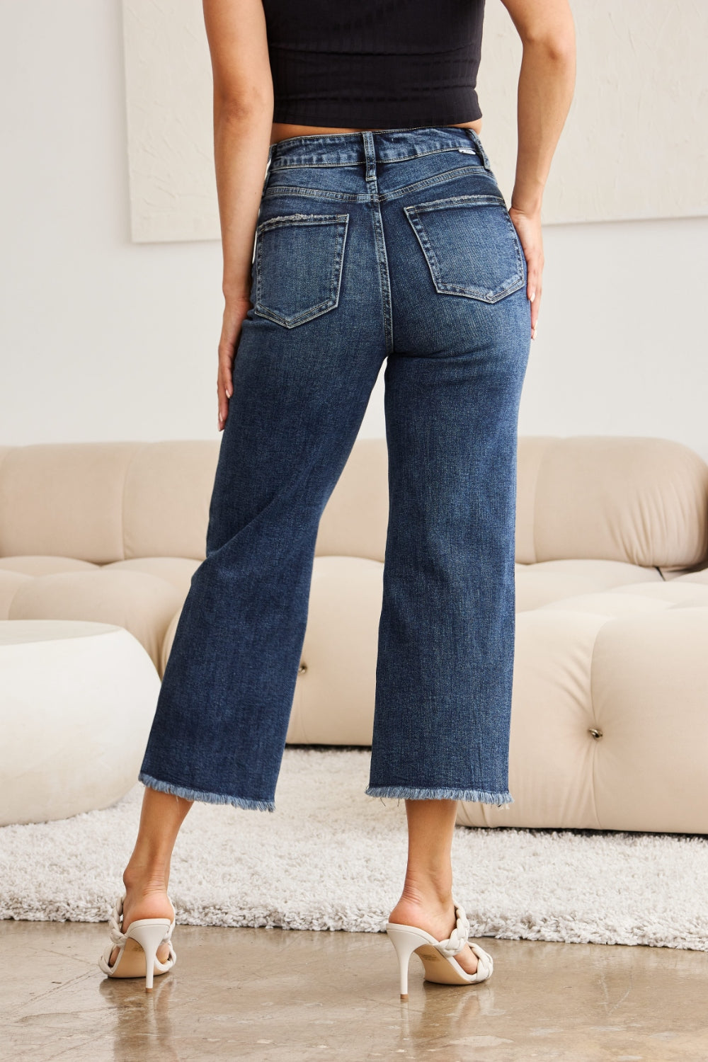 RFM Tummy Control High Waist Raw Hem Jeans