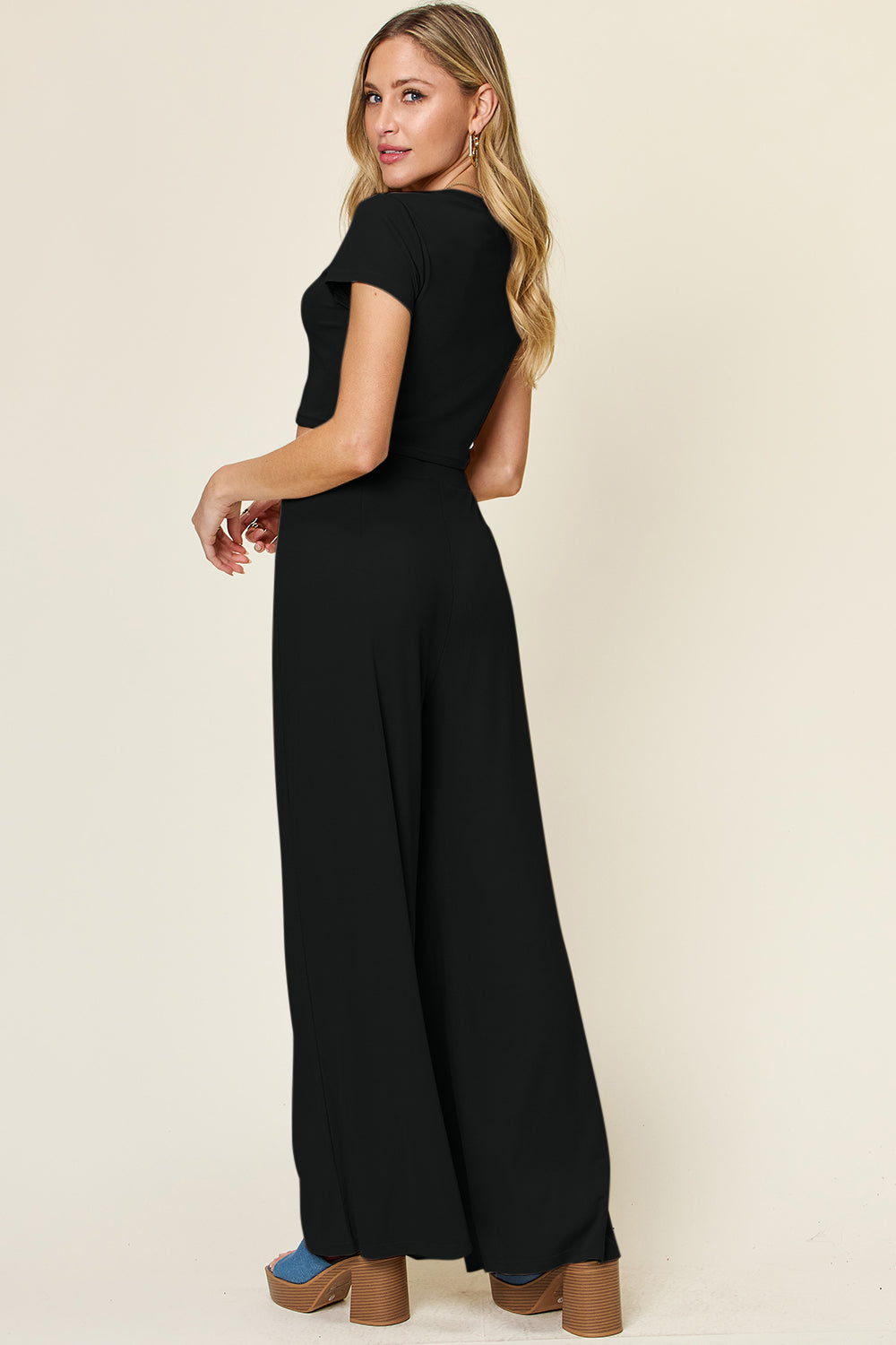 Double Take Round Neck Top and Pants Set