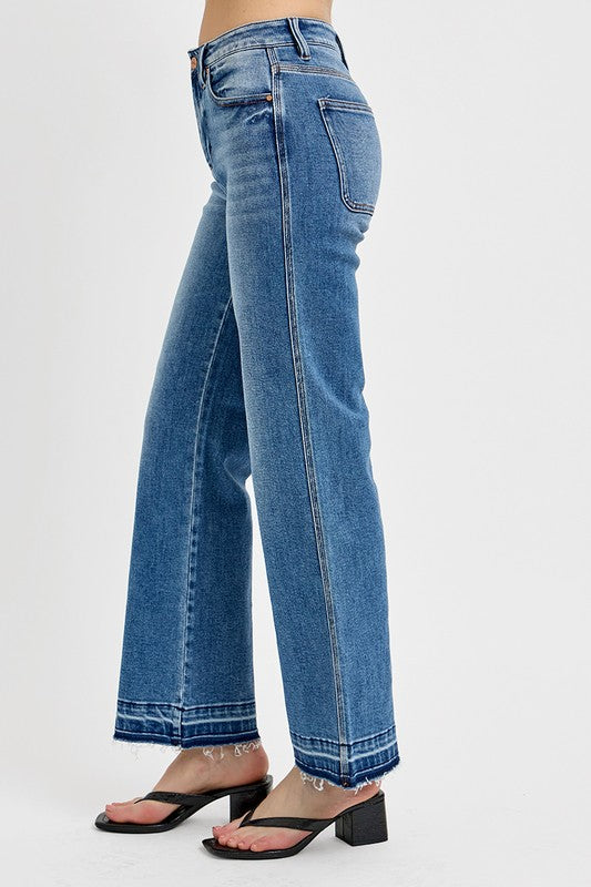 RISEN Raw Hem Ankle Bootcut Jeans Plus Size