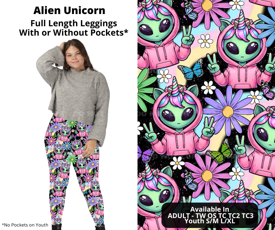 Preorder! Closes 11/21. ETA Jan. Alien Unicorn Full Length Leggings w/wo Pockets