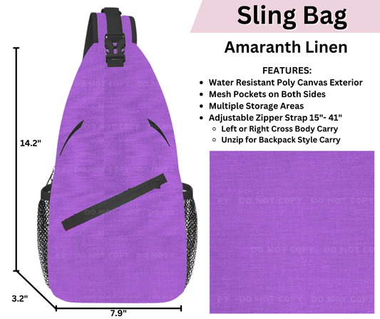 Preorder! Closes 3/12. ETA June. Amaranth Linen Sling Bag