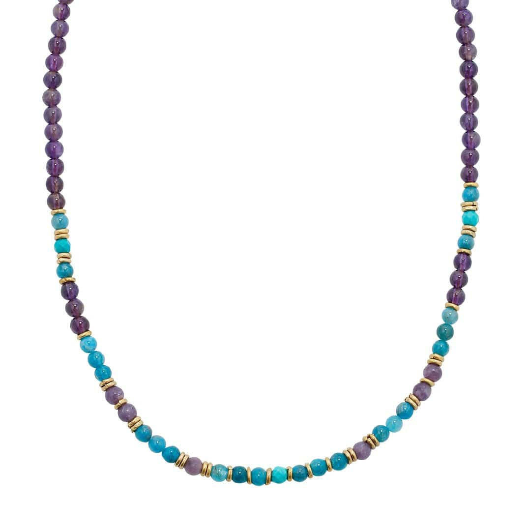 "Healing and Gratitude" Apatite and Amethyst Delicate Gemstone Necklace