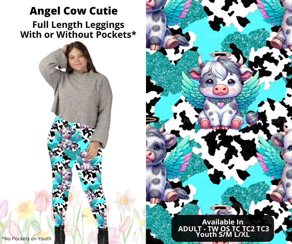 Preorder! Closes 3/17. ETA June. Angel Cow Cutie Full Length Leggings w/wo Pockets