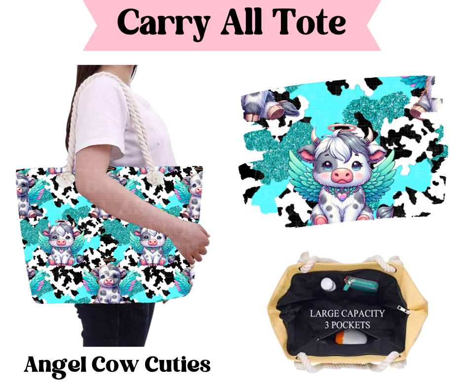 Preorder! Closes 3/31. ETA June. Angel Cow Cuties Carry All Tote