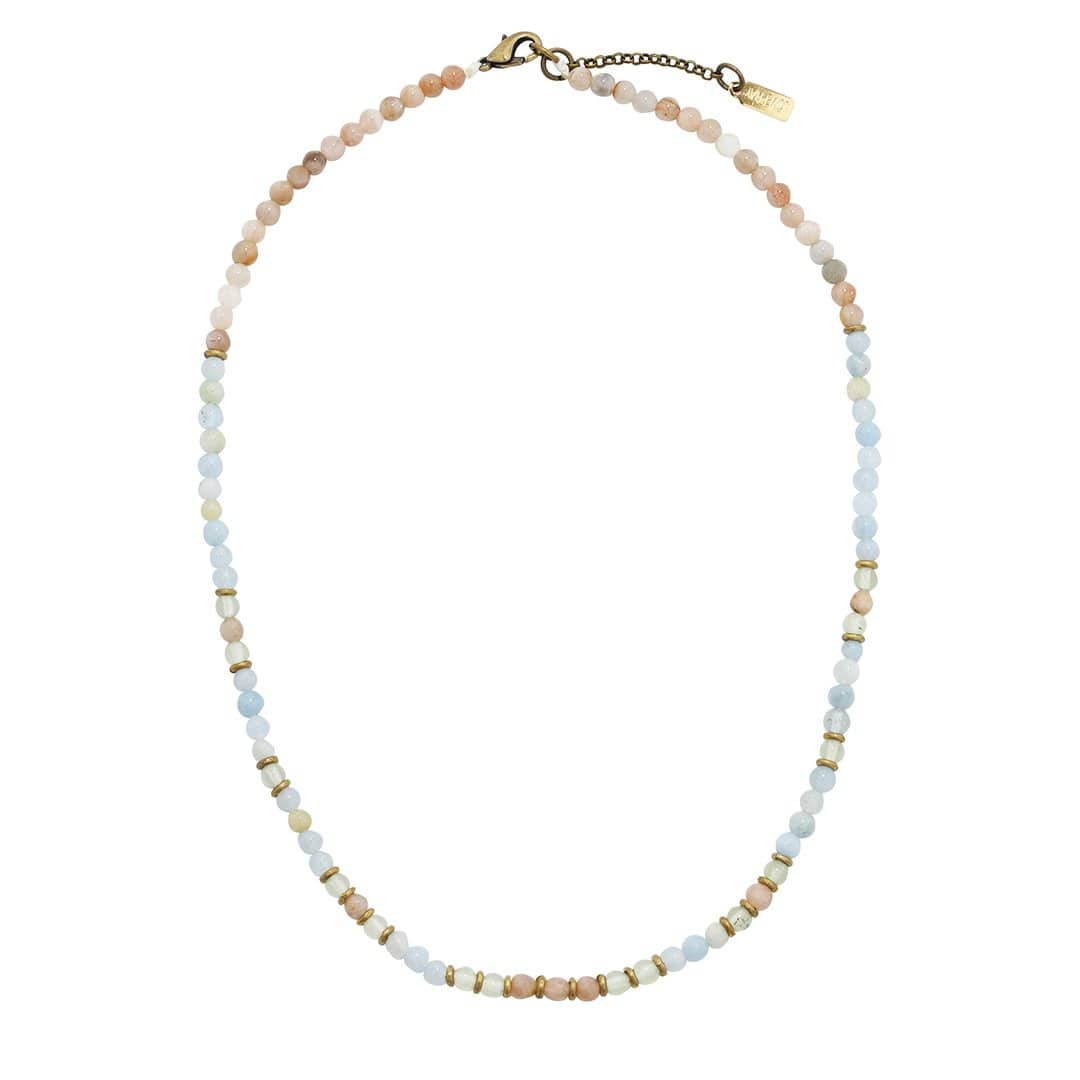 "Joy and Calm" Aquamarine Sunstone and Prehnite Delicate Necklace