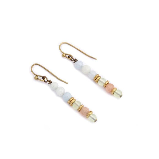 "Joy and Calm" Aquamarine Sunstone and Prehnite Earrings