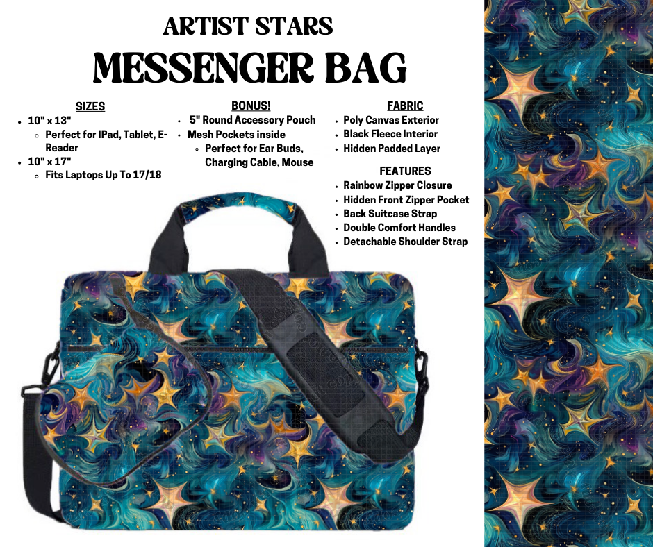 Preorder! Closes 4/3. ETA July. Artist Stars Messenger Bags