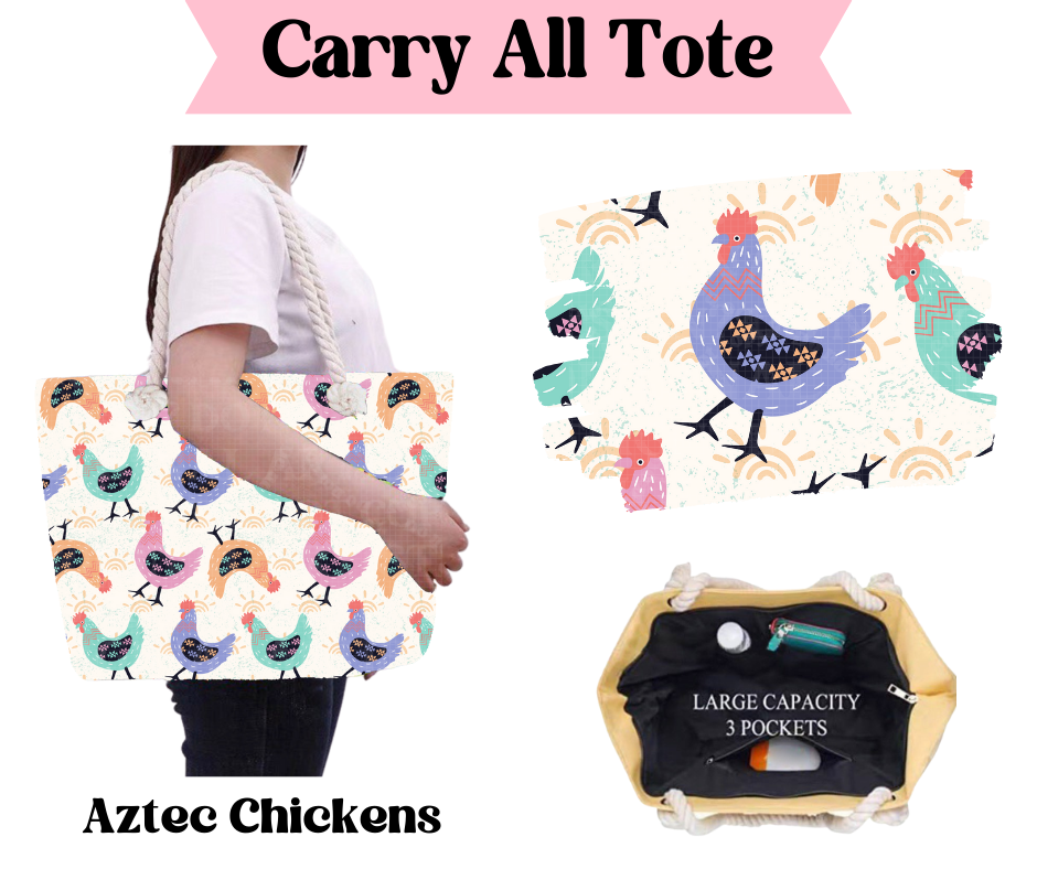 Preorder! Closes 3/31. ETA June. Aztec Chickens Carry All Tote