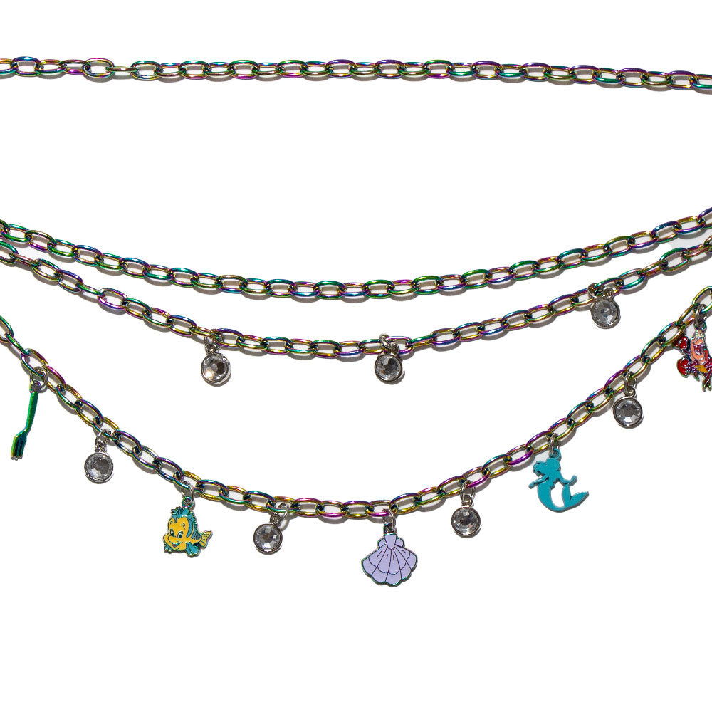 Metal Chain Belt - Iridescent Rainbow Chain with The Little Mermaid Ariel Charms